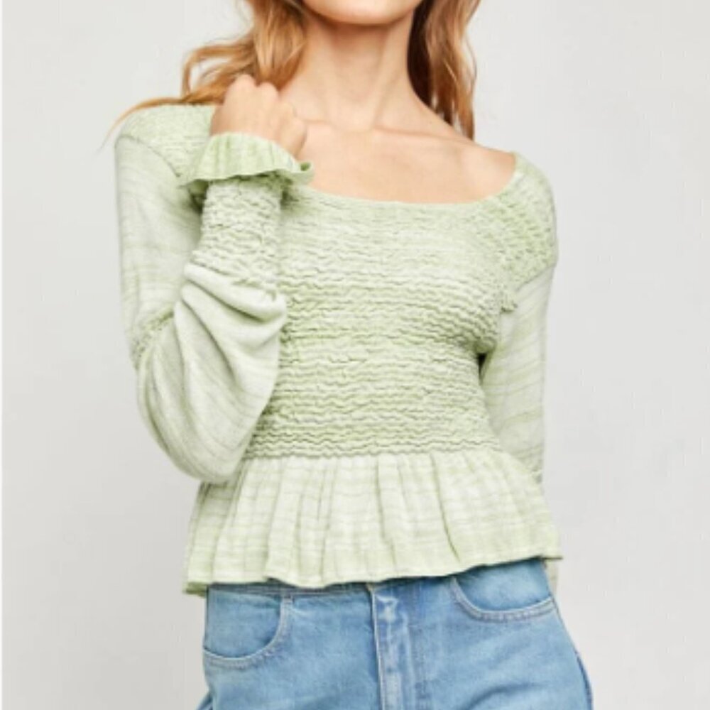 Free People Light Green Crop Top